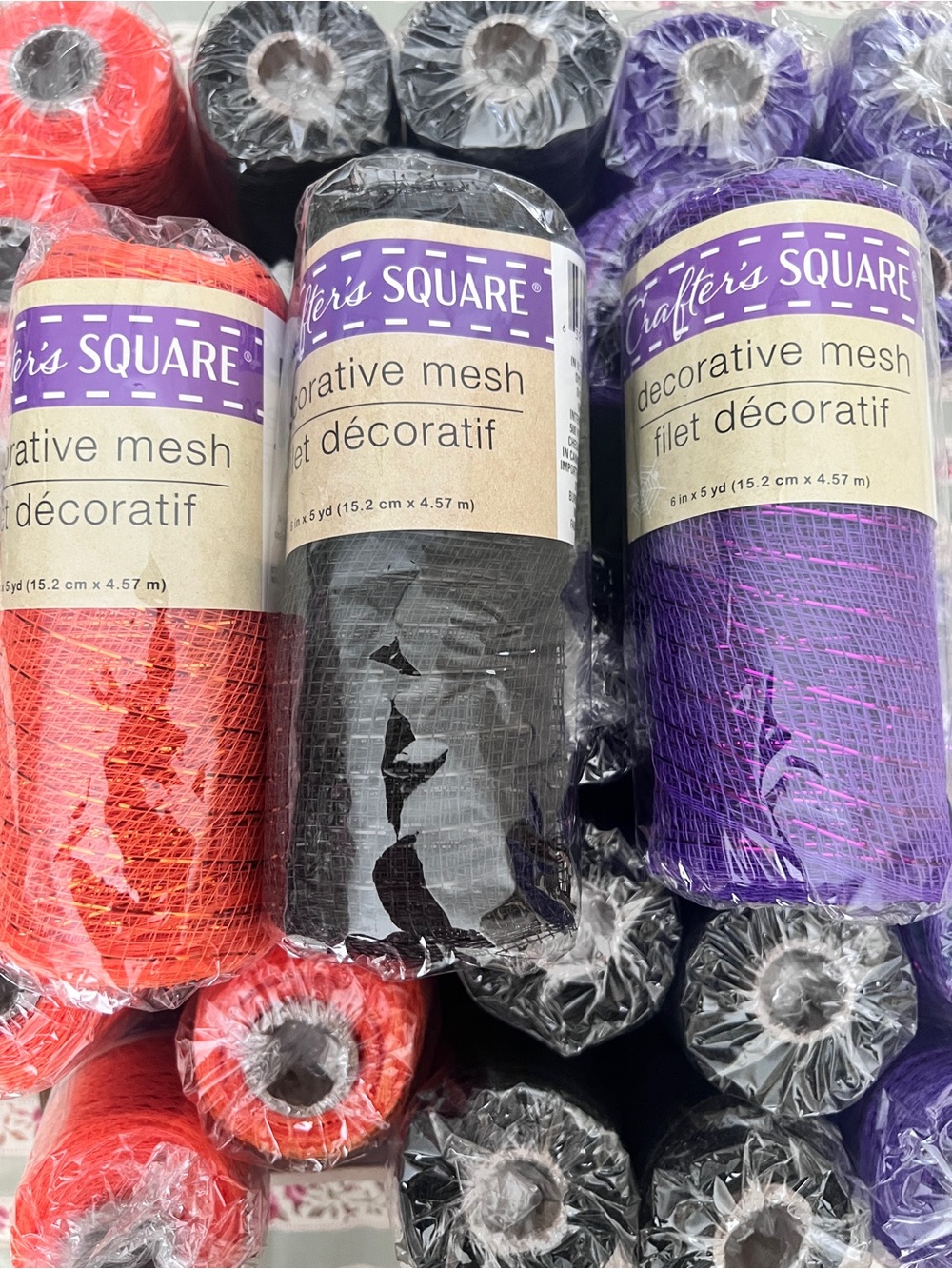 30 Rolls - Decorative mesh Black, Purple, Orange - Halloween Holiday  Decoration